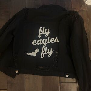 Amazon Black Jean Jacket with White Embroidery